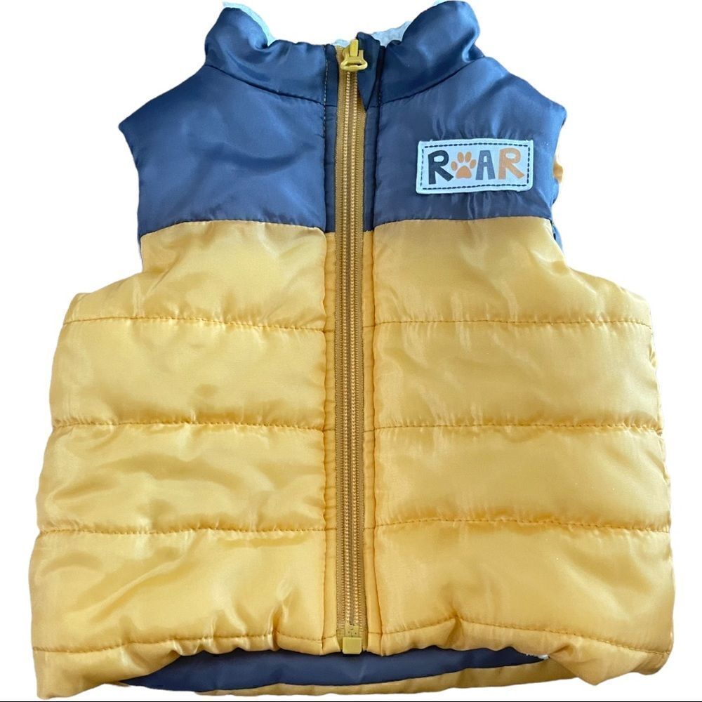 little ricky’s Yellow & Gray Baby’s Puffer Vest Sz 6M